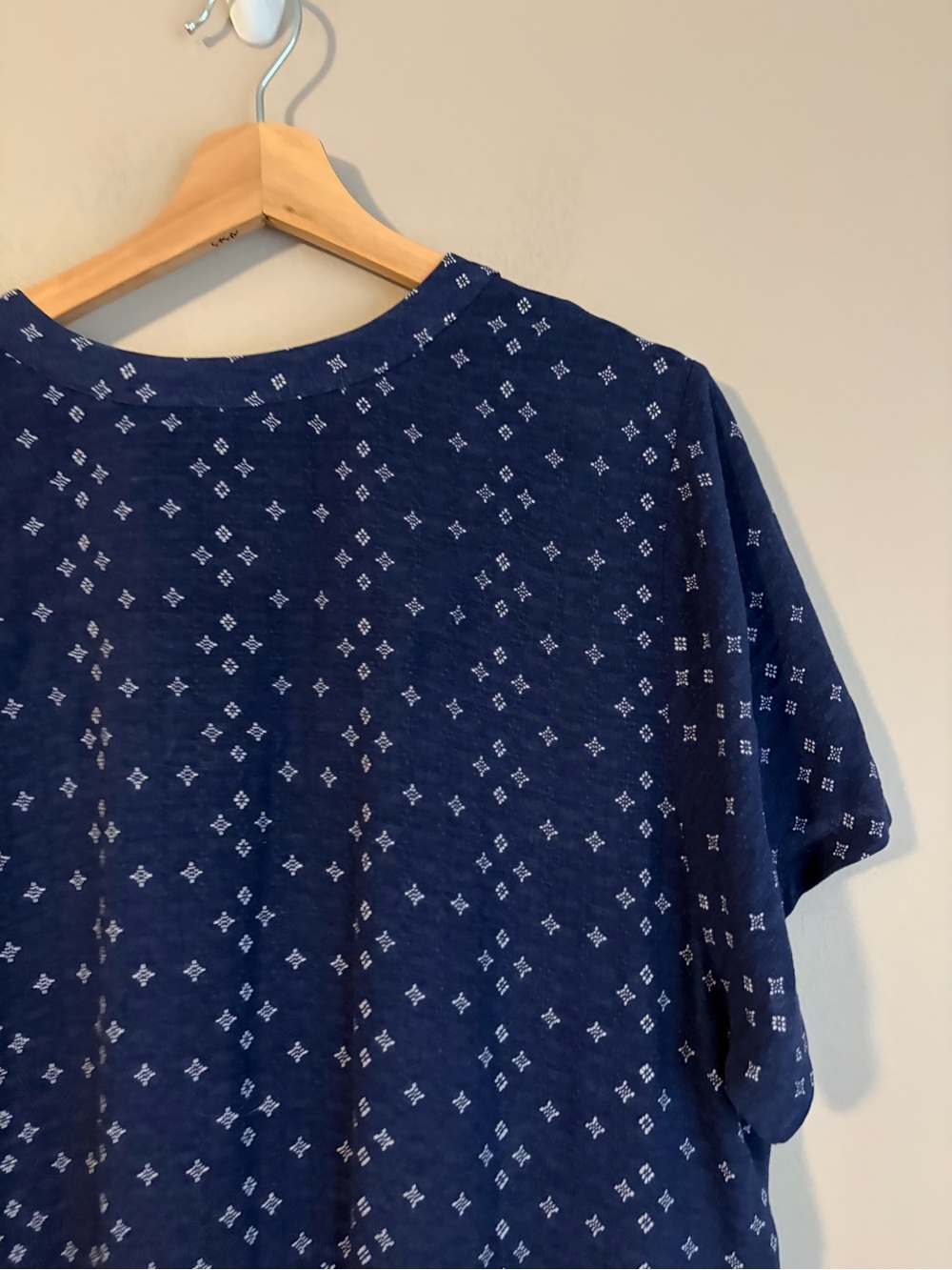 Anthropologie Maeve Navy Blue Printed Short-Sleeve Midi Dress 2x - Picture 11 of 11